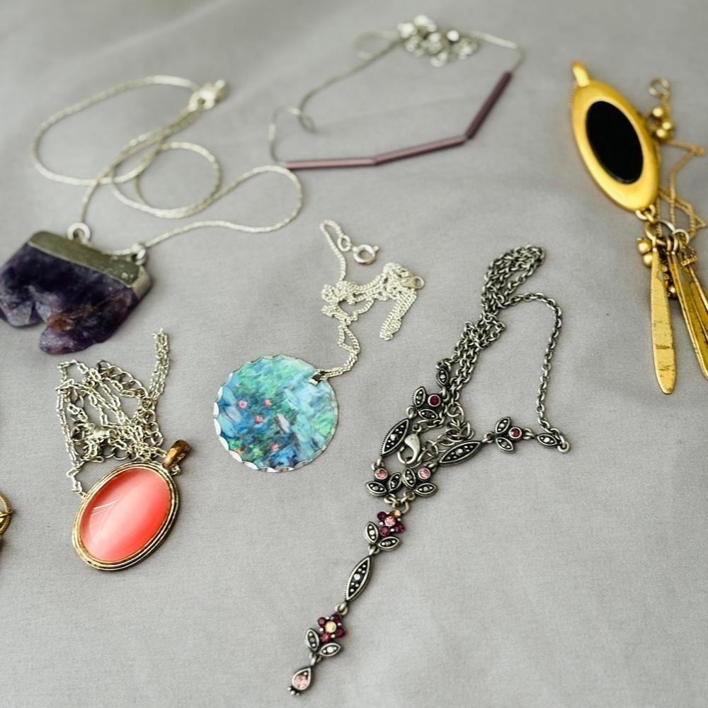Lot of 10 Necklaces Gold Silver Madewell Pendant Crystal
